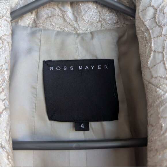 Ross Mayer gold/silver couture two piece suit skirt set With Feather Trim - Picture 11 of 17